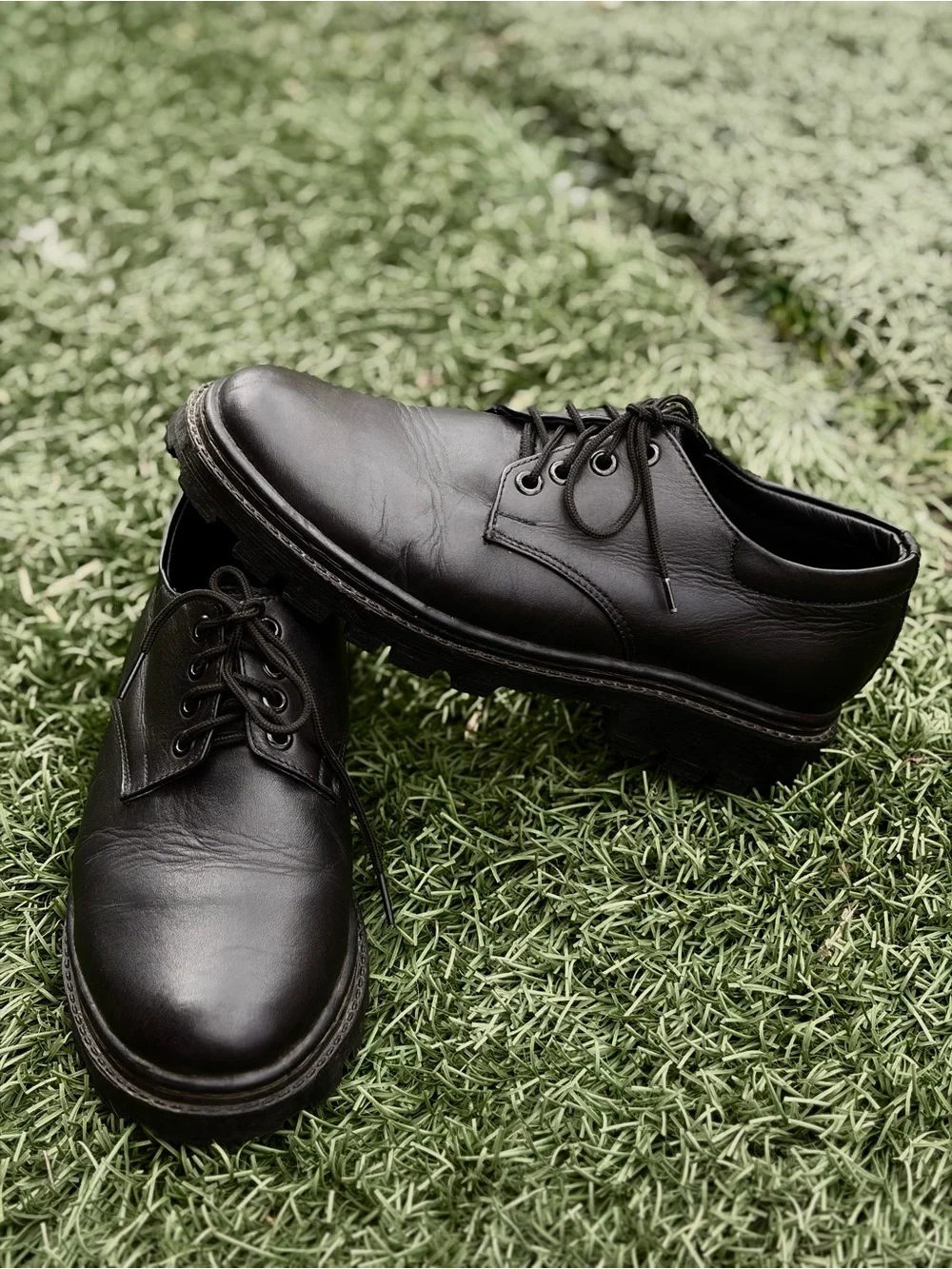 Premium Alpaca Leather Derby Shoes Lug Sole Oxfords - Handmade Bolivia - Size 6